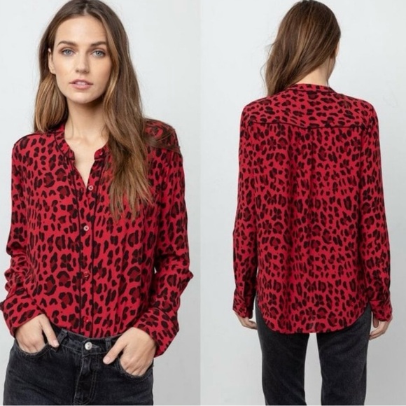 Rails Lillian Red Leopard Blouse - size XSmall - Picture 2 of 12